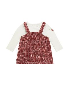 GUESS סט תינוקות בגד גוף ושמלת אוברול טוויד