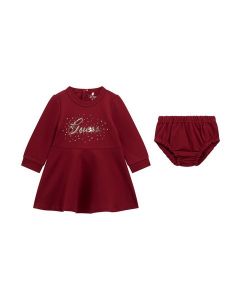 GUESS סט תינוקות שמלה שרוול ארוך ותחתון תואם