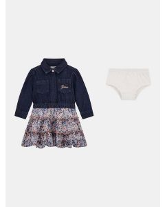 GUESS סט שמלת ג'ינס ותחתונים בייבי