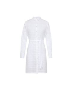 VILEBREQUIN FLORENCE שמלה מכופתרת מכותנה ברקמה אנגלית לנשים שרוול ארוך