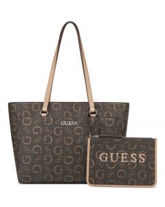 GUESS DELPHINE תיק נשיאה גדול עם נרתיק לנשים