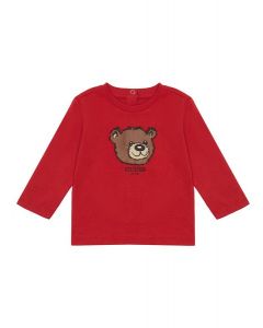 GUESS חולצת טישירט תינוקות ארוכת שרוולים עם הדפס דובי אייקוני