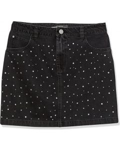GUESS חצאית ג'ינס קצרה עם ריינסטון לבנות