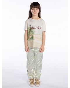 GUESS חולצת ילדות מודפסת עם לוגו אבנים