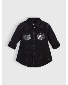 GUESS חולצת ג'ינס בנות עם פאייטים