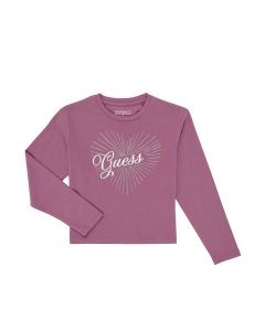 GUESS חולצת טישירט בנות עם לוגו ואבני חן שרוול ארוך
