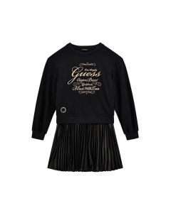GUESS שמלת בנות עם קפלים שרוול ארוך