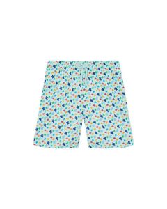 VILEBREQUIN JIRISE מכנסי שחיה קצרים לבנים בהדפס מיקרו צבים