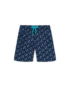 VILEBREQUIN JIM מכנסי שחיה קצרים לבנים בהדפס מיקרו וצבים