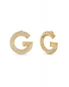 GUESS משובץ אבנים G עגילי נשים מוזהבים בצורת לוגו