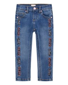 GUESS מכנסי ג'ינס בנות עם פס לוגו