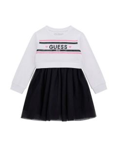 GUESS שמלת בנות ארוכת שרוולים עם לוגו