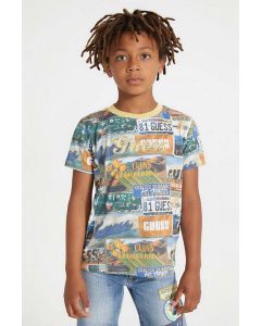 GUESS חולצת טישירט בנים עם לוגו שרוול קצר