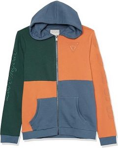 GUESS סווטשירט קפוצ'ון  לבנים עם רוכסן