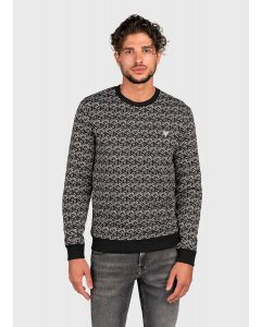 GUESS סוודר ג'קארד עם דפוס מונוגרמה ולוגו