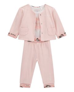 GUESS סט תינוקות 3 חלקים ג'קט, בגד גוף ומכנסיים