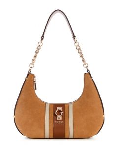 GUESS ERENIA תיק כתף זמש עם לוגו