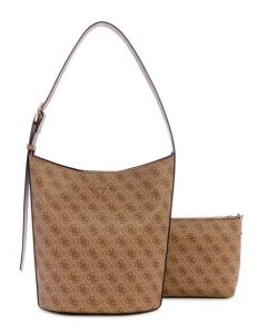 GUESS MERIDIAN II BUCKET תיק כתף 2 ב 1 בהדפס לוגו