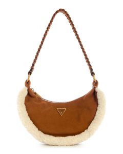 GUESS AMITA תיק כתף זמש בגימור פרוותי