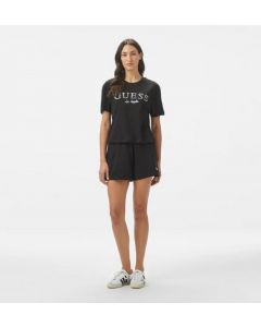 GUESS מכנסיים קצרים לנשים עם לוגו