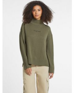 GUESS סוודר לוגו עם צווארון גולף בתערובת צמר לנשים