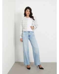 GUESS מכנסי ג'ינס נשים עם רגל רחבה בגזרה גבוהה