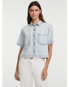 GUESS חולצת ג'ינס מכופתרת עם שרוול קצר