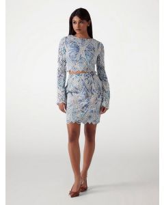 GUESS חולצת תחרה פרחונית שרוול ארוך