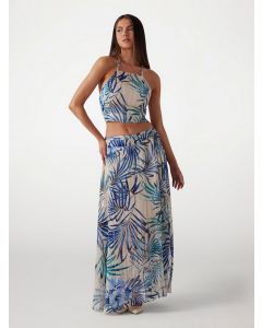 GUESS גב X טופ קצר פרחוני רצועות ספגטי עם