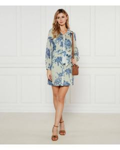 GUESS שמלה מכופתרת פרחונית עם שרוול ארוך