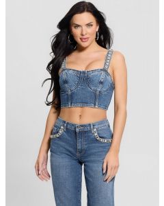 GUESS טופ קרופ ג'ינס ללא שרוולים