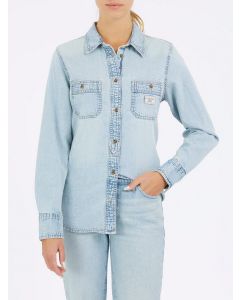 GUESS חולצת ג'ינס מכופרת לנשים