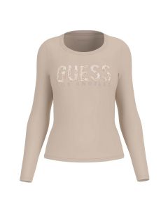 GUESS חולצת טישירט ארוכה עם לוגו פאייטים לנשים