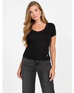 GUESS חולצת טישירט צמודה שרוול קצר לנשים