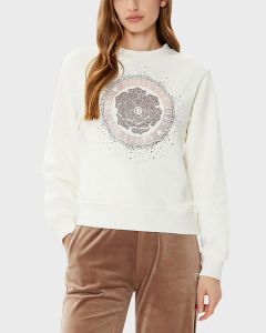 GUESS סווטשירט לוגו ריינסטון לנשים