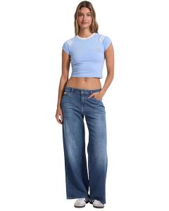 GUESS מכנסי ג'ינס רחבים לנשים בגזרה נמוכה
