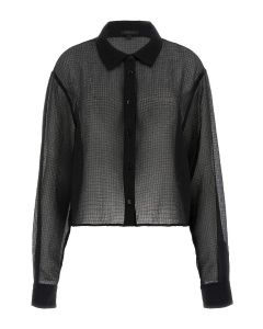 GUESS חולצה מכופתרת קרופ שרוול ארוך