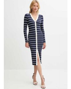 GUESS שמלת מידי פסים עם שרוול ארוך