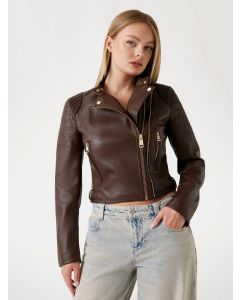 GUESS מעיל בייקר עם רוכסן לנשים