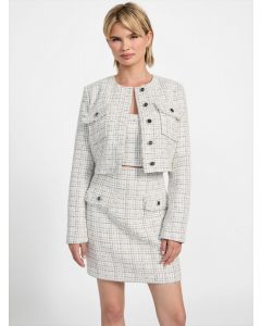 GUESS ג'קט טוויד קצר לנשים