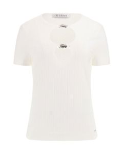 GUESS חולצת נשים עם רצועות משובצות שרוול קצר