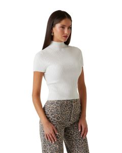 GUESS חולצת סריג סוודר עם צווארון גולף שרוול קצר