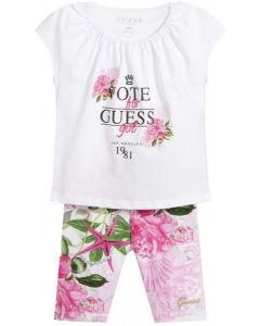 GUESS סט בנות חולצה קצרה וטייץ קצר