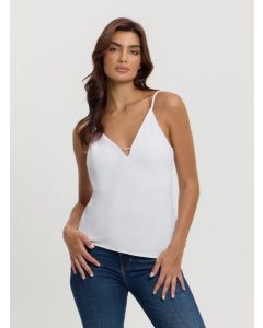 GUESS גופיית שיפון לנשים ללא שרוולים